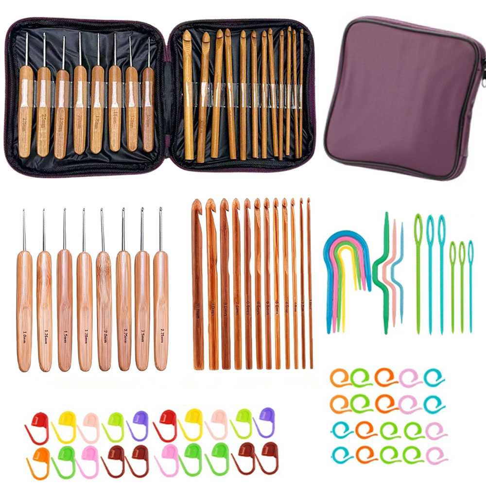 74pcs Bamboo Crochet Hooks Set - огляд і ціна Tool Set